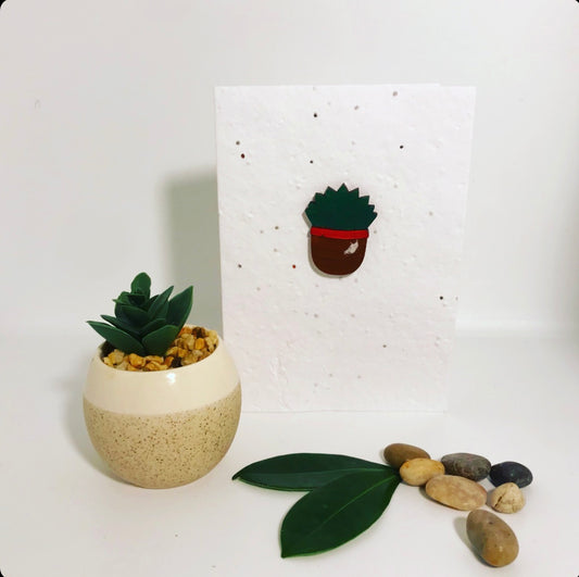 Seeded, plantable greeting card. With hand painted succulent motif .