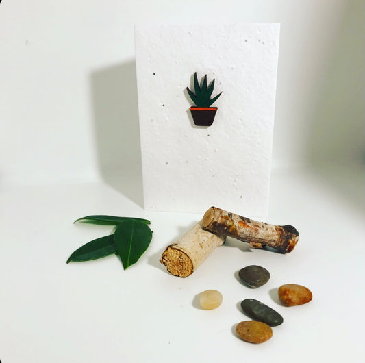 Seeded, plantable greeting card. With hand painted succulent motif .